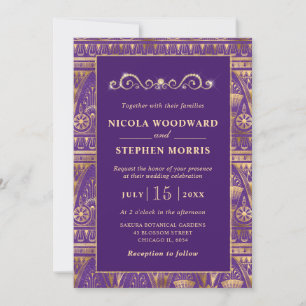 Elegant Egyptian Pattern Gold Wedding Invitation