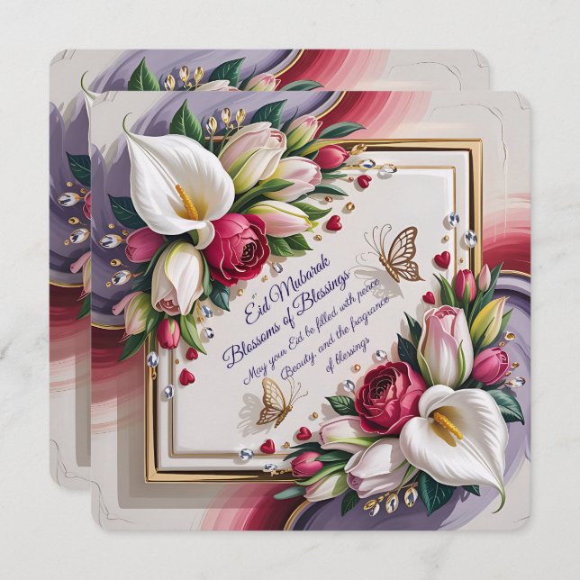 Elegant Eid Al Adha Greeting Card with White Calla (Front/Back)