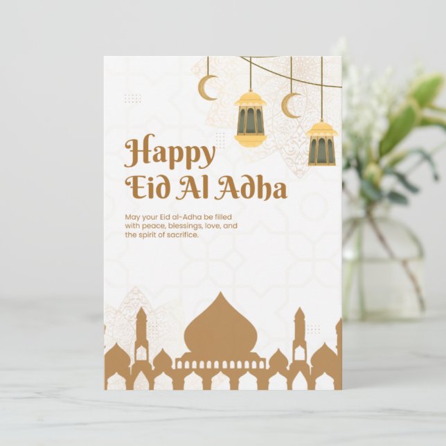 Elegant Eid Al-Adha Greetings Poster Invitation (Standing Front)