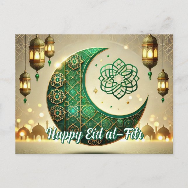 Elegant Eid al-Fitr Postcard Eid Mubarak Holiday (Front)