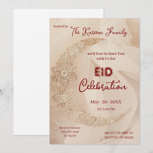 Elegant EId Celebration  Eid Party Invitation (Front/Back)