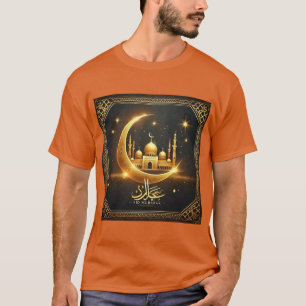 Elegant Eid Mubarak Crescent Mosque Tshirt
