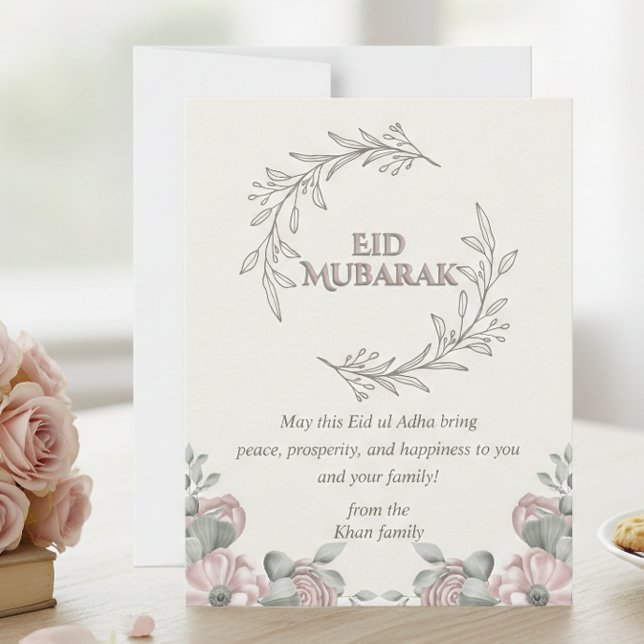 Elegant Eid Mubarak Floral Greeting Card (Creator Uploaded)