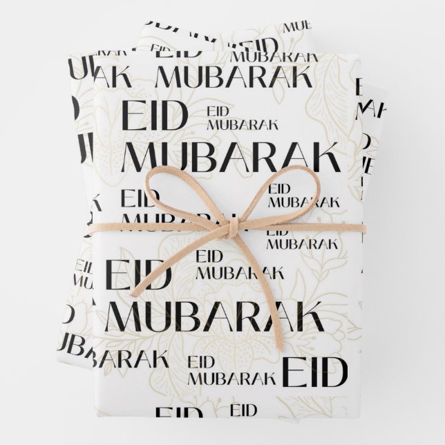 elegant eid mubarak gift wrapping paper sheet (In situ)