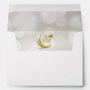 Elegant Eid Mubarak Gold Moon Star - Envelope A7