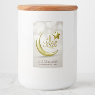 Elegant Eid Mubarak Gold Moon Star - Food Label