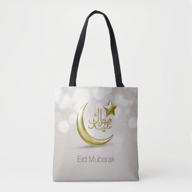Elegant Eid Mubarak Gold Moon Star - Tote Bag (Front)