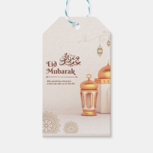 Elegant Eid Mubarak Mosque Lantern Art Gift Tags