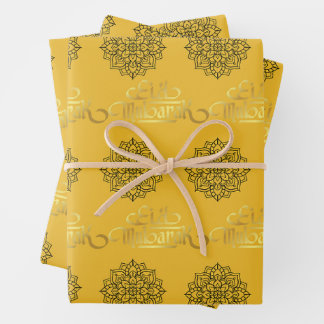 Elegant Eid Wrapping Paper_Mandala_Gold_Black Wrapping Paper Sheet