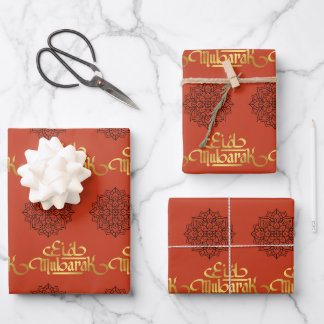 Elegant Eid Wrapping Paper Mandala Red and Gold