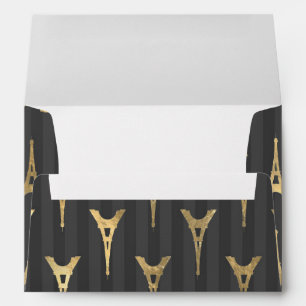 Elegant Eiffel Tower France Yellow Black Vertical Envelope