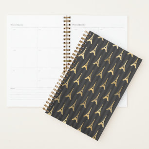 Elegant Eiffel Tower France Yellow Black Vertical Planner