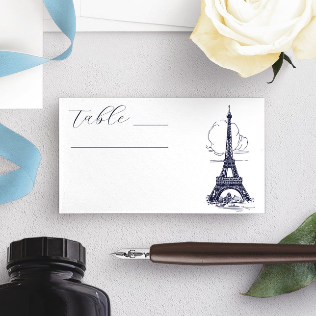 Elegant Eiffel Tower Illustration French Wedding Place Card (Elegant Eiffel Tower Illustration French Wedding Place Card)