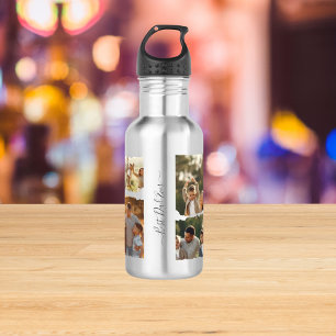 Elegant Eight-Photo Family Collage Design 532 Ml Water Bottle