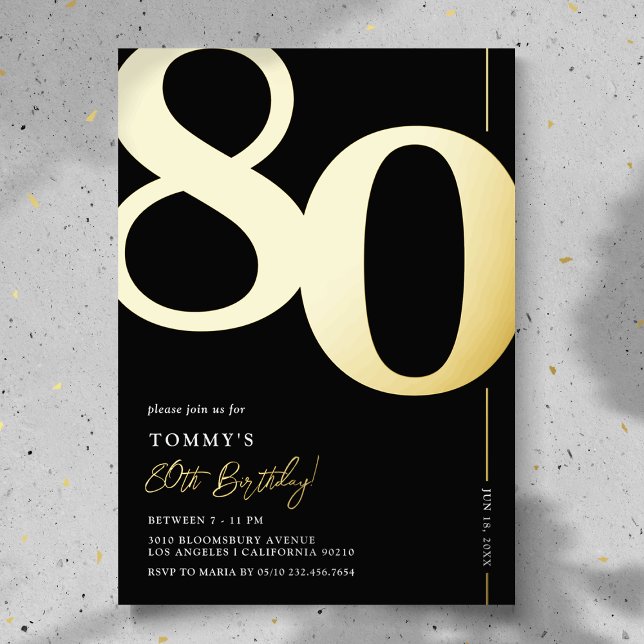 Elegant Eighty 80th Birthday Party Foil Invitation (Creator Uploaded)