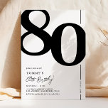 Elegant Eighty 80th Birthday Party Invitation<br><div class="desc">Introducing a timeless classic black and white 80th birthday party invitation that seamlessly blends the old-world charm of the bold serif font number '80' with a modern,  user-friendly personalizable template. This invitation isn't just a card,  it's a meaningful keepsake to cherish the milestone of turning 80.</div>