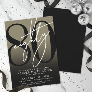 Elegant Eighty Gold 80th Birthday Party Invitation