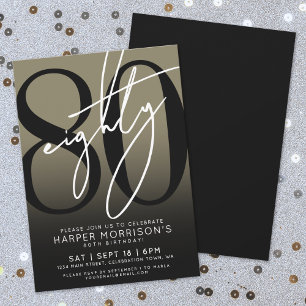 Elegant Eighty Gold 80th Birthday Party Invitation