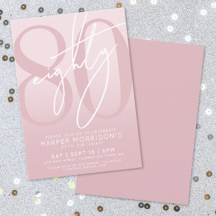 Elegant Eighty Pink 80th Birthday Party Invitation