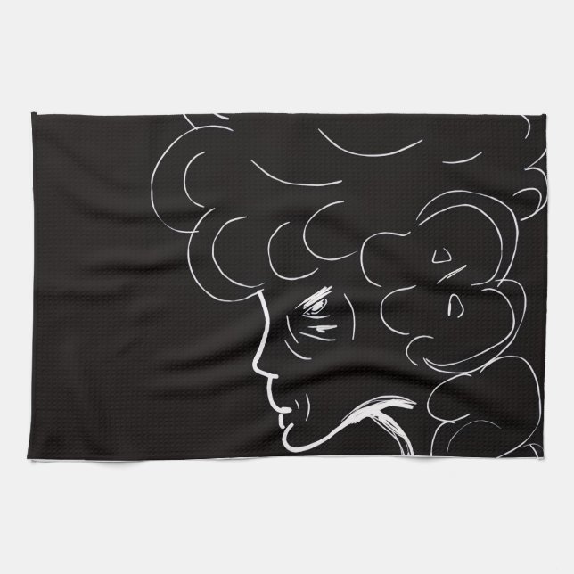 Elegant Elderly Lady Kitchen Towel (Horizontal)