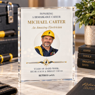 Elegant Electrician Retirement Career Keepsake Photo Block