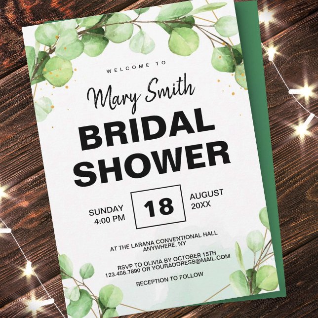 Elegant Elegant Eucalyptus wedding bridal shower Invitation (Creator Uploaded)