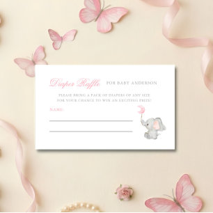 Elegant Elephant Baby Shower Diaper Raffle Enclosure Card