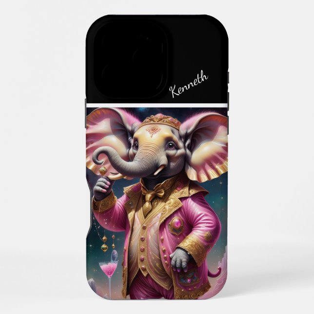 Elegant Elephant in Space iPhone Case (Back)
