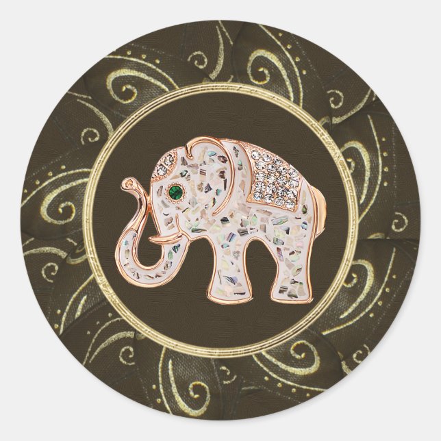 Elegant Elephant Jewels Photo Print Stickers (Front)