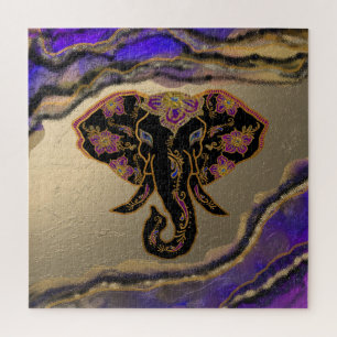 Elegant Elephant with Geode Background Jigsaw Puzzle