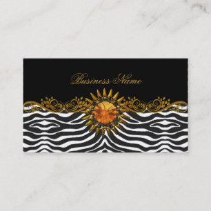 Elegant Elite Classy Black Gold Zebra Animal Business Card