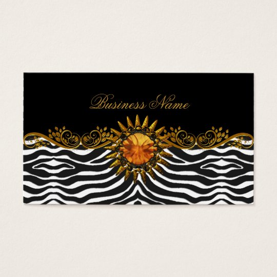 Elegant Elite Classy Black Gold Zebra Animal Business Card