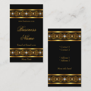 Elegant Elite Gold Trim Black Diamond Jewel 2 Business Card