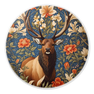 Elegant Elk William Morris Inspired Floral Ceramic Knob