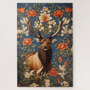 Elegant Elk William Morris Inspired Floral Jigsaw Puzzle
