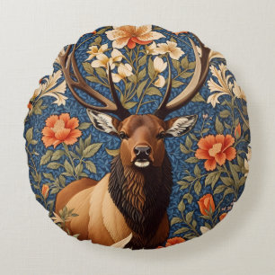 Elegant Elk William Morris Inspired Floral Round Cushion