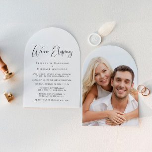 Elegant Elopement Arch Photo Wedding Reception Invitation
