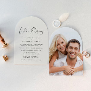 Elegant Elopement Photo Arch Wedding Reception Invitation
