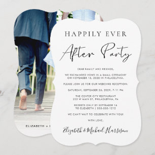 Elegant Elopement Photo Wedding Reception Invitation