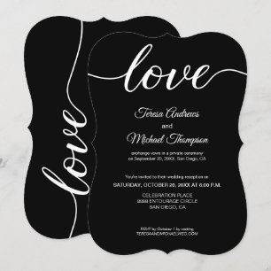 Elegant Elopement Wedding Reception Black White  Invitation