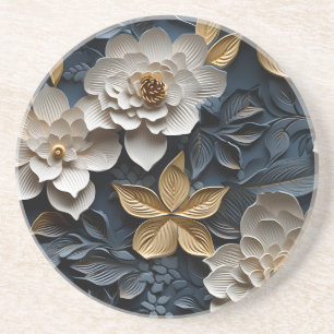 Elegant Embossed 3D Floral Relief Coaster
