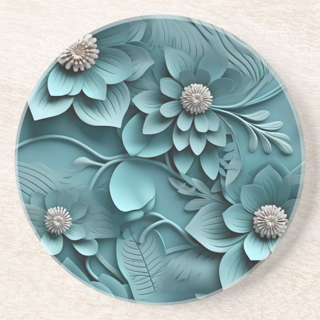 Elegant Embossed 3D Floral Relief Coaster (Front)