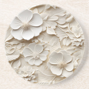Elegant Embossed 3D Floral Relief Coaster