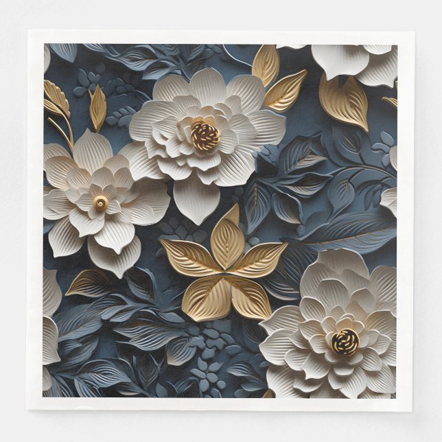 Elegant Embossed 3D Floral Relief Napkin (Front)