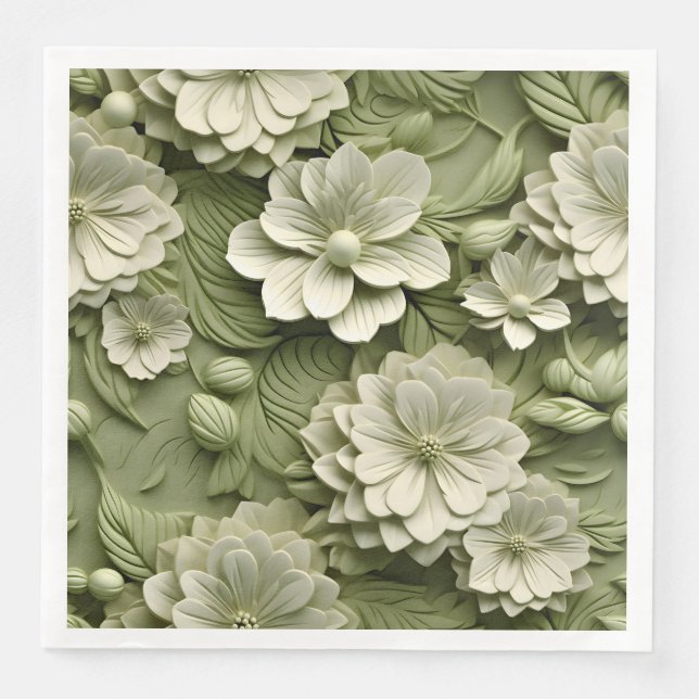 Elegant Embossed 3D Floral Relief Napkin (Front)