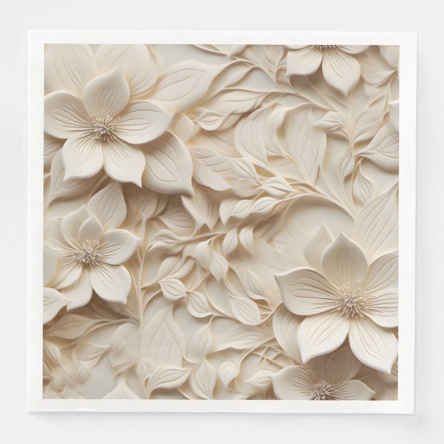 Elegant Embossed 3D Floral Relief Napkin (Front)