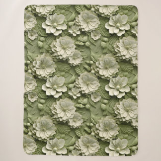 Elegant Embossed 3D Floral Relief Sherpa Blanket