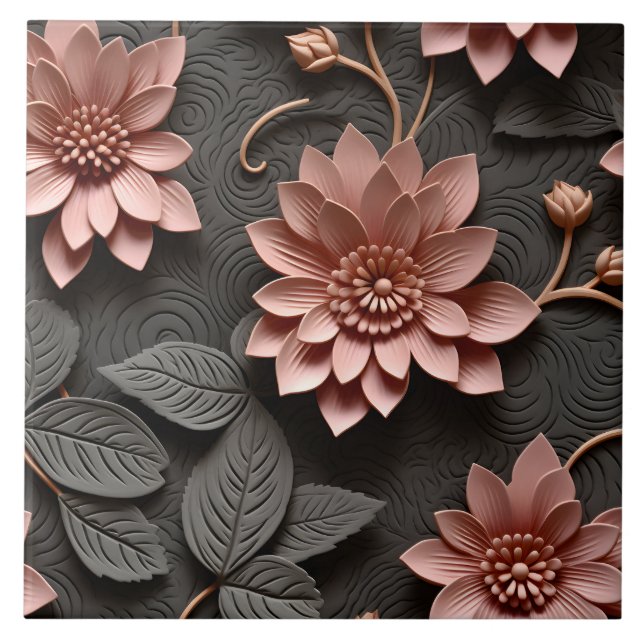 Elegant Embossed 3D Floral Relief Tile (Front)