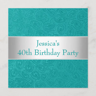 Elegant Embossed Green Blue White Party Invitation