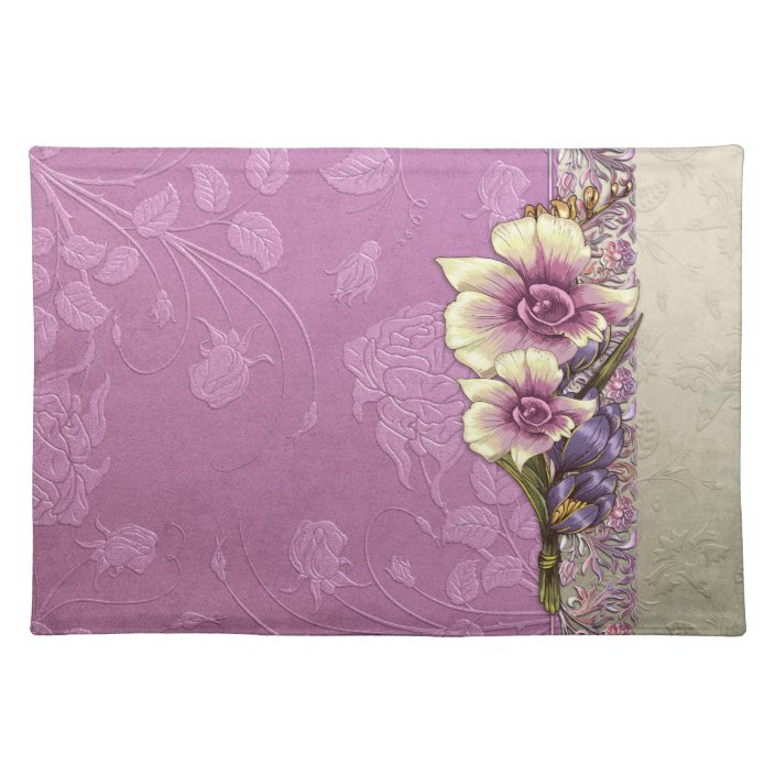 Elegant Embossed Lilac Damask Placemat Zazzle.co.uk